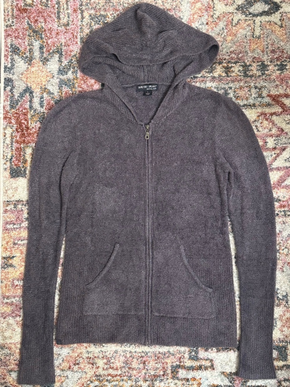 Barefoot Dreams Jacket CozyChic Lite Zip Up Hoodie Sweater Gray Sz L Cozy Lounge - Picture 4 of 12